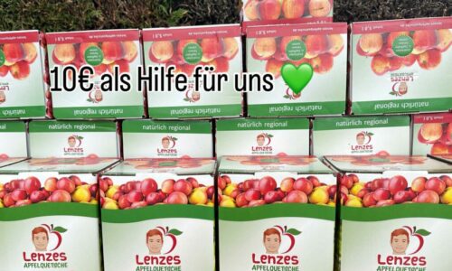 Apfelsaftverkauf zugunsten der Instandsetzung des Backhauses